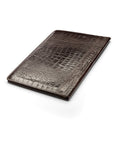 A4 leather document folder, brown croc, back