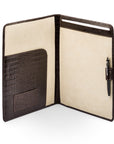 A4 leather document folder, brown croc, inside