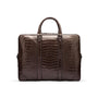 15" leather laptop bag, brown croc, front