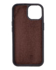 iPhone 15 case in leather with RFID, brown croc, inside back cover