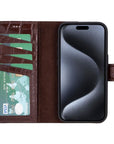 iPhone 15 Pro case in leather with RFID, brown croc, inside