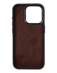 iPhone 15 Pro case in leather with RFID, brown croc, inside back cover