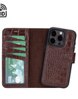 iPhone 15 Pro Max case in leather with RFID, brown croc, inside view