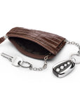 Large leather key case, brown croc