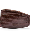 Large leather key case, brown croc, back