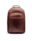 Men's leather 15" laptop backpack, burgundy croc, front view