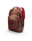 Men's leather 15" laptop backpack, burgundy croc, side