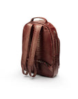 Men's leather 15" laptop backpack, burgundy croc, back