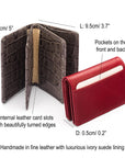 Leather bifold card wallet, features and dimensions