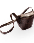 Leather Bum Bag For Men - Brown Croc