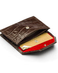 Leather business card holder, brown croc, inside