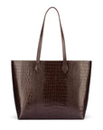 Luxury Leather Tote Bag and Shopper, Brown Croc, front