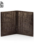 Premium Slim RFID Leather Credit Card Wallet, brown croc, inside