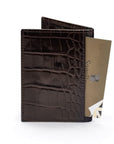 Premium Slim RFID Leather Credit Card Wallet, brown croc, back
