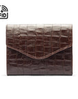 RFID Large leather purse with 15 CC, brown croc, front