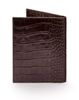 RFID leather passport holder, brown croc,back view