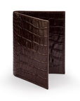 RFID leather passport holder, brown croc, front