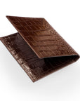 RFID leather passport holder, brown croc, back