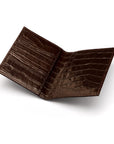 RFID leather passport holder, brown croc, open