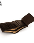 RFID leather wallet with ID, 9 CC, brown croc, inside
