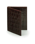 RFID leather credit card holder, brown croc, front