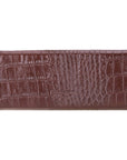 Triangular leather glasses case, brown croc, back