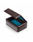 Miniature Leather Accessory Box - Brown Croc Effect With Blue, open