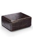Miniature Leather Accessory Box - Brown Croc Effect With Blue, front