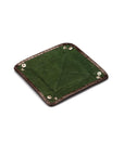 Small leather valet tray brown croc with green, flat