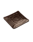 Small leather valet tray brown croc with green, flat base