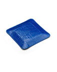 Small leather tidy tray, cobalt croc, flat base