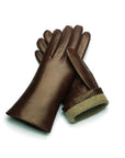 Cashmere lined gloves, brown