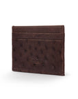 Flat ostrich leather credit card case, brown ostrich leather, back