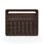 Flat woven leather card holder, brown, front