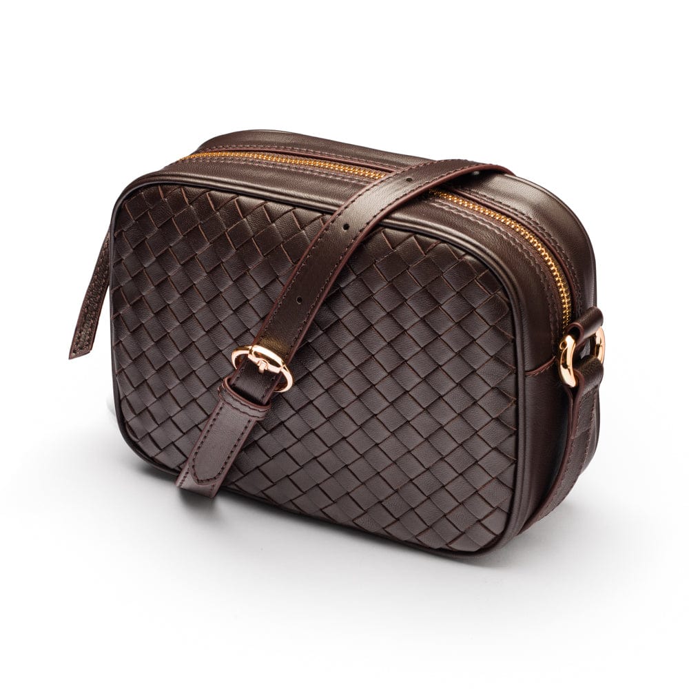 Ivy woven camera bag, brown, front