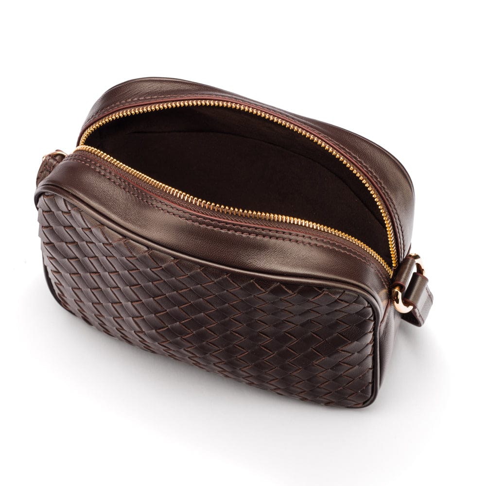 Ivy woven camera bag, brown, interior