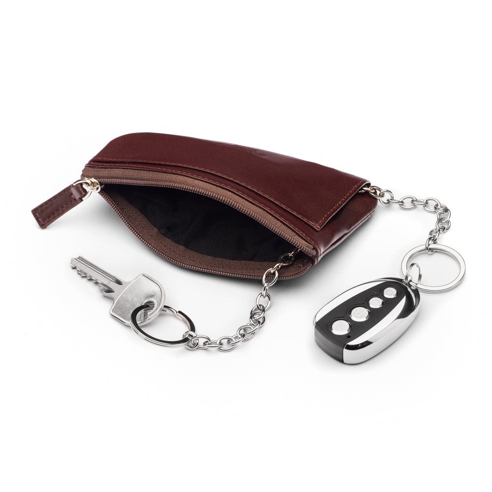 Large leather key case, brown