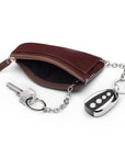 Large leather key case, brown