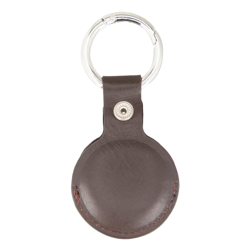 Leather air tag holder, brown, back