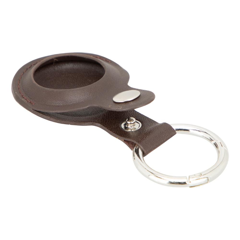 Leather air tag holder, brown, side