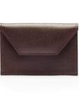 Leather business card holder, brown, front