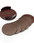 Set of 6 leather coasters, brown