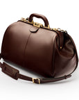 Small Gladstone Bag in Leather, brown, side