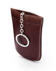 Leather key case with squeeze spring opening, brown, front