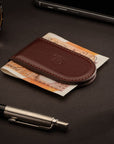 Leather Magnetic Money Clip, brown, lifestyle