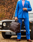 Leather holdall, brown, lifestyle view