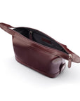 Leather wash bag, brown, inside