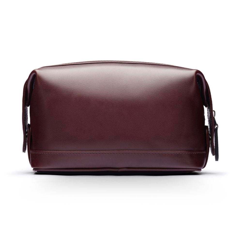 Leather wash bag, brown, front