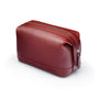 Leather wash bag, dark tan, side view