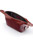 Leather wash bag, dark tan, inside